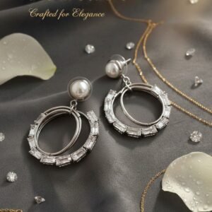 Baguette & Pearl Orbital Earrings