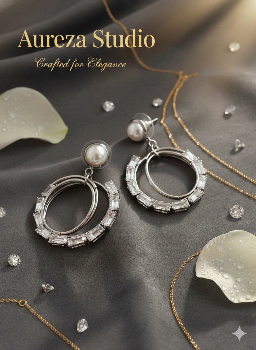 Baguette & Pearl Orbital Earrings