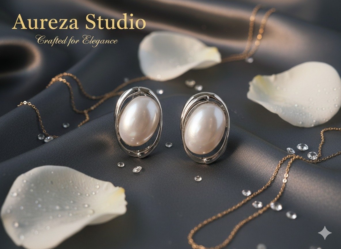 The Luna Oval Pearl Studs