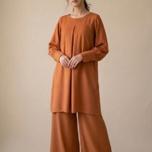 Rust Karandi Solid Pret Co-ord Set