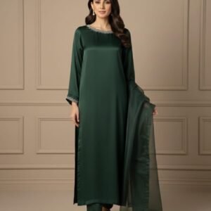 Forest Green Embellished Silk Pret Set
